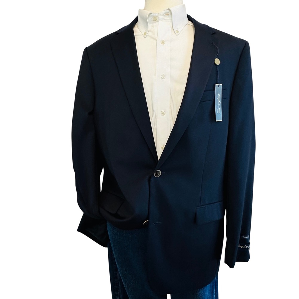 Joseph & Feiss Gold Blazer NWT 44XL Navy Blue New Wool Classic Fit 2-Button - Picture 2 of 8